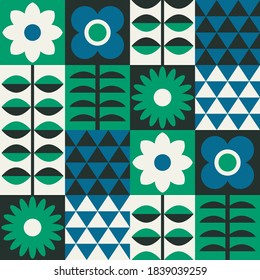 Flower seamless pattern design. Scandinavian style. Vector illustration.