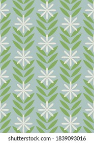 Flower seamless pattern design. Scandinavian style. Vector illustration.