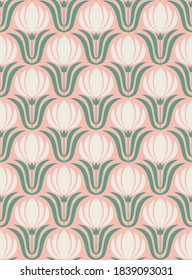 Flower seamless pattern design. Scandinavian style. Vector illustration.