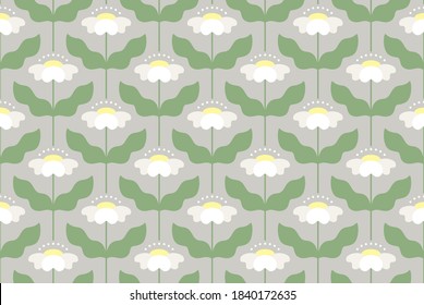 Flower seamless pattern design. Scandinavian style. Vector illustration.