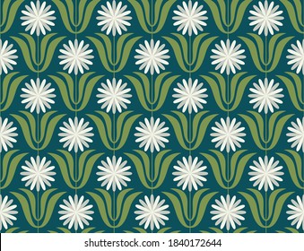 Flower seamless pattern design. Scandinavian style. Vector illustration.