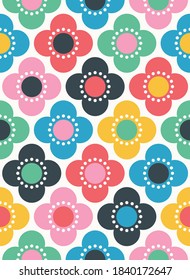 Flower seamless pattern design. Scandinavian style. Vector illustration.