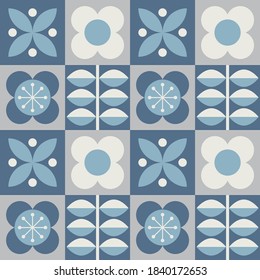 Flower seamless pattern design. Scandinavian style. Vector illustration.
