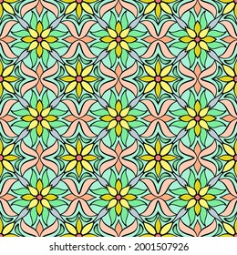 Flower seamless pattern. Doodle hand drawn art line. Sketch vector stock illustration. EPS 10