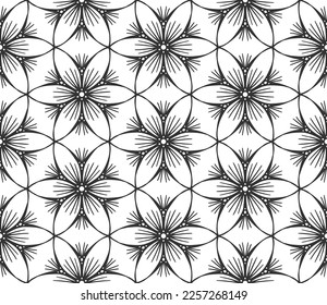 Flower seamless pattern. Endless hand drawn abstract floral carpet. Retro black lace fabric backdrop. Modern flat fashion spring plant textile texture. Vintage elegant wallpaper packaging paper print