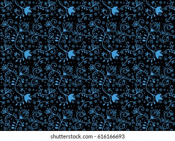 Flower seamless pattern - Flax blossoms