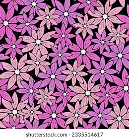 Flower seamless pattern. Floral background. Vector illustration. Design for web, wrapping, wallpaper, cover, textile, print, fabric, fashion. 