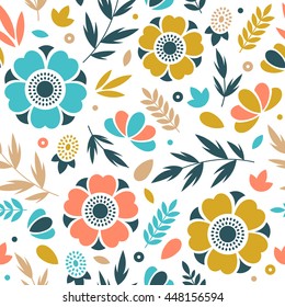 Flower seamless pattern. Floral background. Vector illustration