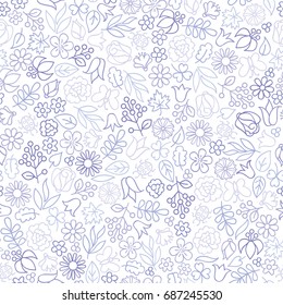 Flower seamless pattern. Floral icon background. White spring texture