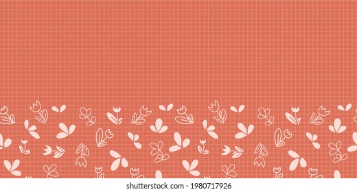 Flower Seamless Pattern Frame Border. Vector illustration. Perfect for party, fashion, decoration, textile design, background, illustration, carpet, tiles and rug.