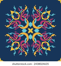 Flower seamless pattern full color and dark blue background number 1