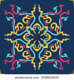 Flower seamless pattern full color and dark blue background number 2
