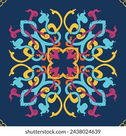 Flower seamless pattern full color and dark blue background number 4