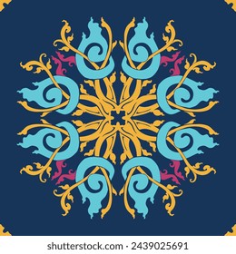 Flower seamless pattern full color and dark blue background number 10