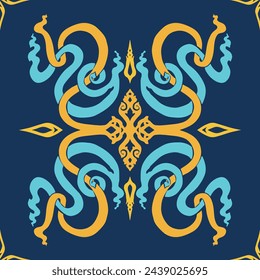 Flower seamless pattern full color and dark blue background number 7
