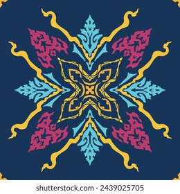 Flower seamless pattern full color and dark blue background number 14