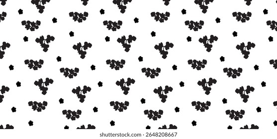 Flower seamless pattern in glyph mode. Floral seamless background for wrapping, textile and fabric. Black color