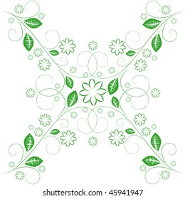 Flower seamless pattern of green colour on white background