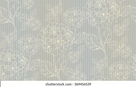 Flower seamless pattern with hydrangeas. 