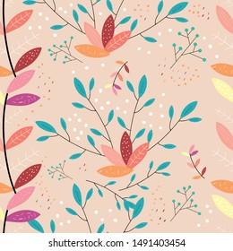 Flower seamless pattern illustration in pastel background. Can use for print, template, fabric, presentation, textile, banner, poster, wallpaper