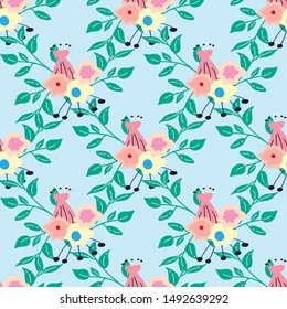 Flower seamless pattern illustration in pastel background. Can use for print, template, fabric, presentation, textile, banner, poster, wallpaper
