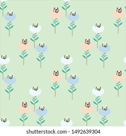 Flower seamless pattern illustration in pastel background. Can use for print, template, fabric, presentation, textile, banner, poster, wallpaper