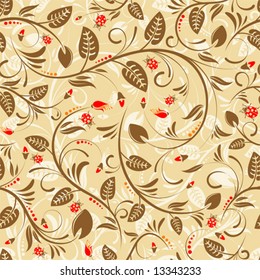 Flower seamless pattern with ladybug, element for design, vector illustration