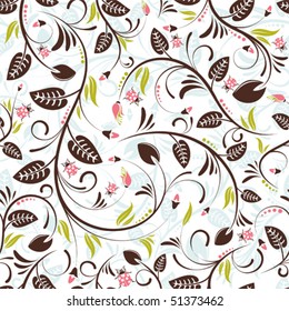 Flower seamless pattern with ladybug, element for design, vector illustration.