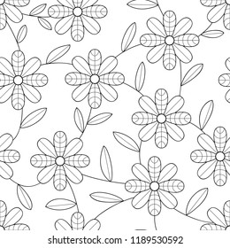 Flower seamless pattern with leaves.