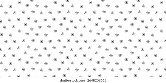 Flower seamless pattern in line mode on a transparent background. Floral seamless background for textile, wrapping, and Fabric. Black color
