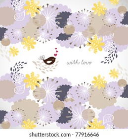 flower seamless pattern with lovely bird (for fabric pattern, wallpaper or wrapping paper)