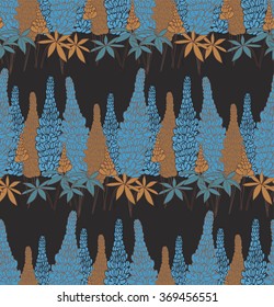 Flower seamless pattern with lupines.