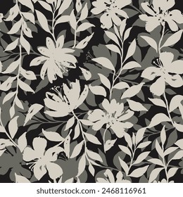 flower seamless pattern. many kinds of botanical plants hand drawn style illustration, Design or fashion, fabric, web, wallpaper, wrapping, and all prints.
