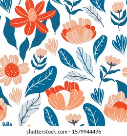 flower seamless pattern in modern scandinavian style