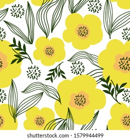 flower seamless pattern in modern scandinavian style