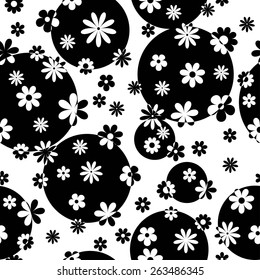 Flower seamless pattern monochrome for fabric print, wallpaper, background - vector illustration