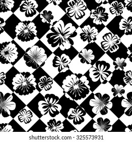 Flower seamless pattern monochrome for fabric print, wallpaper, background - vector illustration