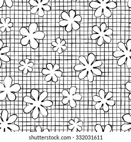 Flower seamless pattern monochrome for fabric print, wallpaper, background - vector illustration