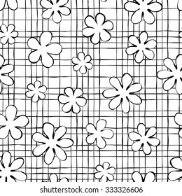 Flower seamless pattern monochrome for fabric print, wallpaper, background - vector illustration