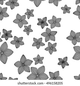 Flower seamless pattern monochrome - vector illustration