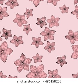 Flower seamless pattern monochrome - vector illustration