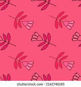 Flower seamless pattern in naive art style. Abstract simple floral wallpaper. Cute plants endless backdrop. Design for fabric, textile print, wrapping paper, cover. Doodle vector illustration