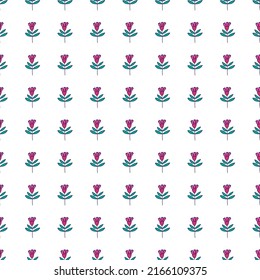 Flower seamless pattern in naive art style. Abstract simple floral wallpaper. Cute plants endless backdrop. Design for fabric, textile print, wrapping paper, cover. Doodle vector illustration
