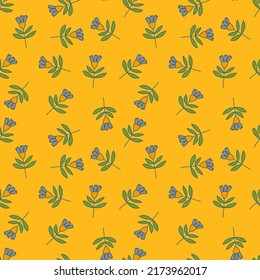 Flower seamless pattern in naive art style. Abstract simple floral wallpaper. Cute plants endless backdrop. Design for fabric, textile print, wrapping paper, cover. Doodle vector illustration