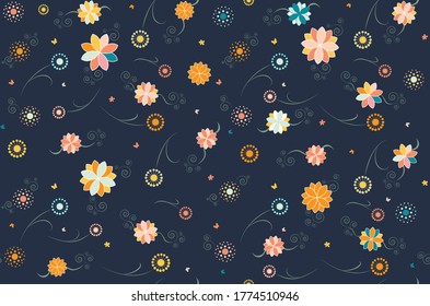 Blume nahtloses Muster. Die Natur. Dunkle Version.