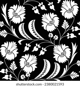 flower seamless pattern on black background