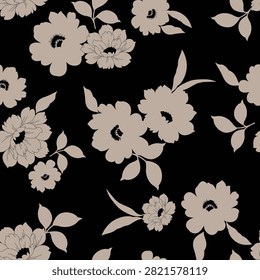 flower seamless pattern on black background