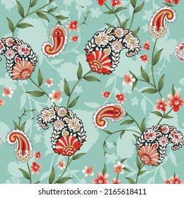 flower seamless pattern on green background