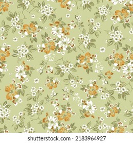 flower seamless pattern on green background