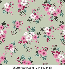 flower seamless pattern on green background